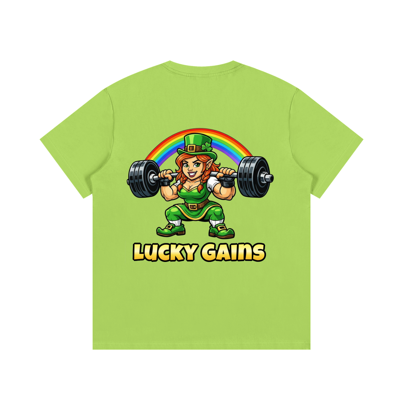 t-shirt,gym,gym gear,workout,leprechaun,st. patrick's day,lime green,female